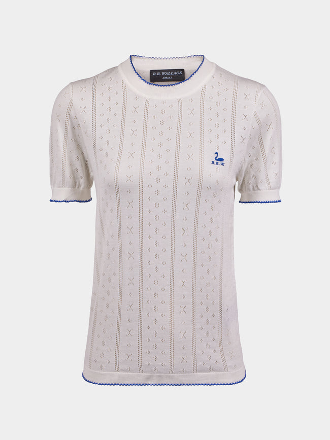 B.B. Wallace - Indiana Cotton Pointelle T-Shirt | Size: S - White - ABASK - 