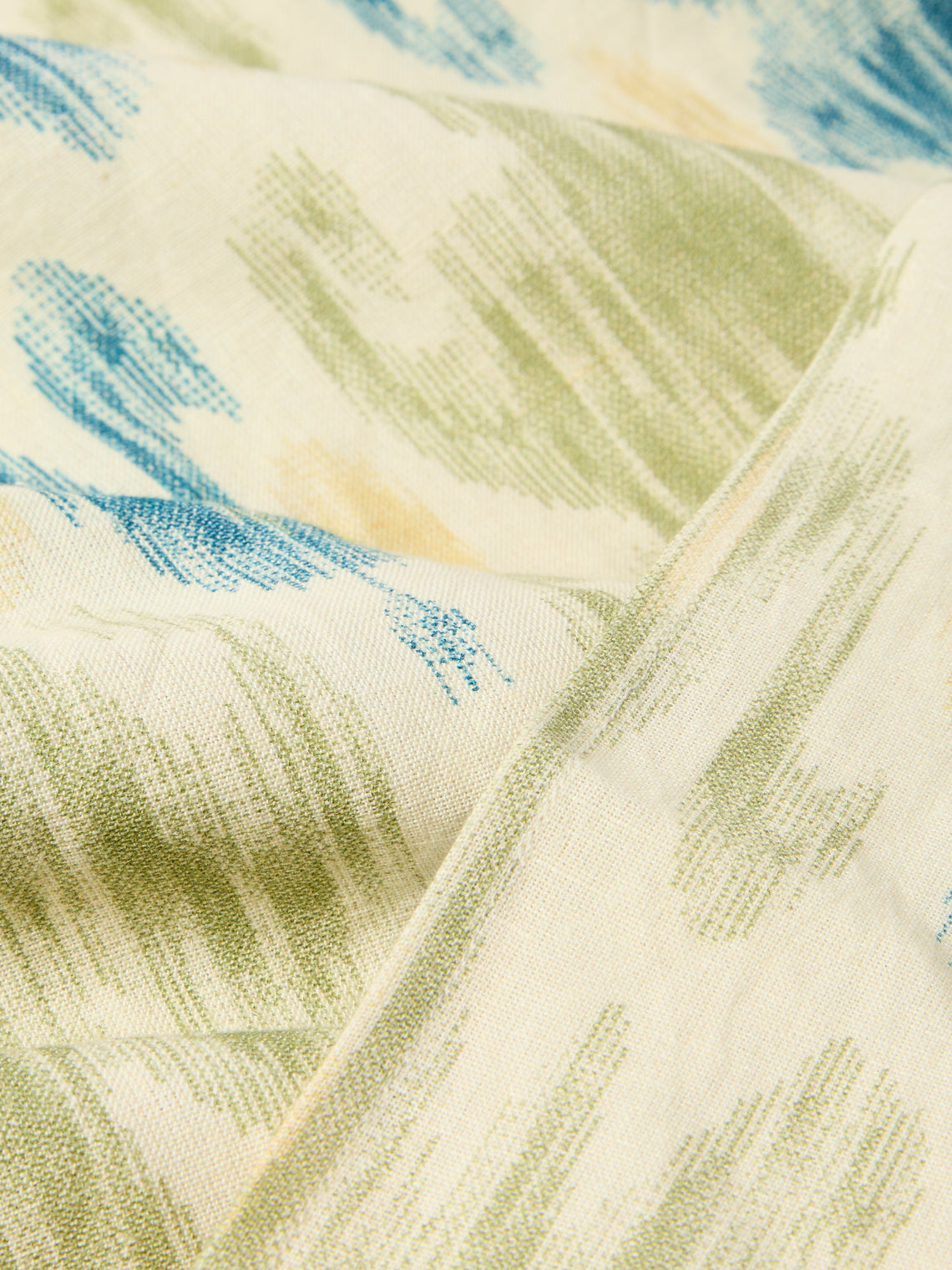 D'Ascoli - Amina Printed Linen Round Tablecloth (90.5in/2.3m) - Blue - ABASK
