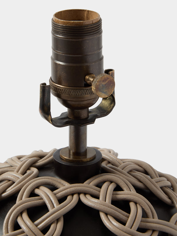 Aimee Betts - Orb Earthenware and Leather Table Lamp - Black - ABASK