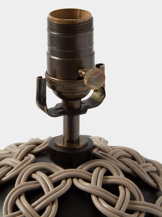 Aimee Betts - Orb Earthenware and Leather Table Lamp - Black - ABASK