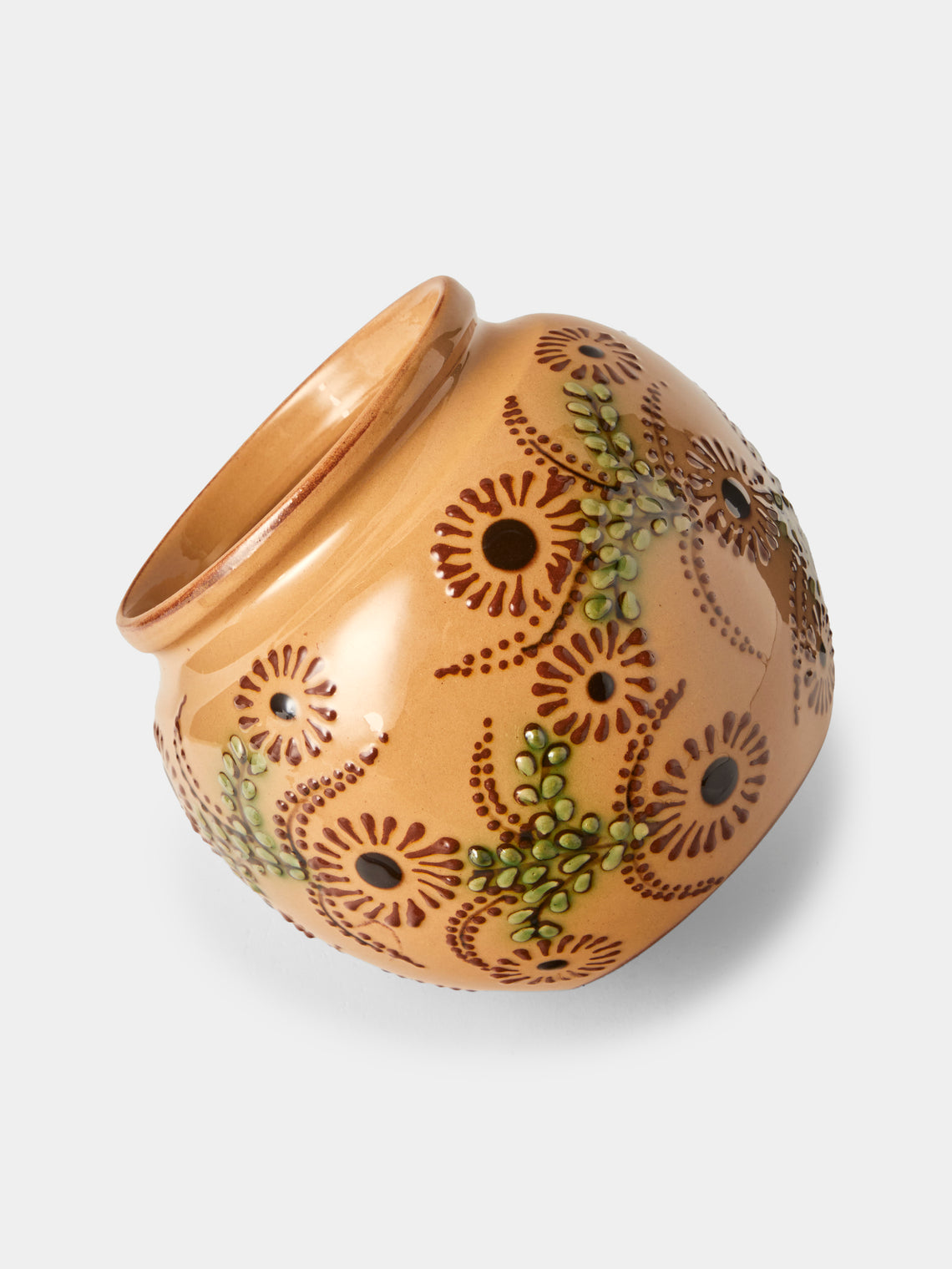 Poterie d’Évires - Flowers Hand-Painted Ceramic Vase (6.5in/17cm) - Cream - ABASK
