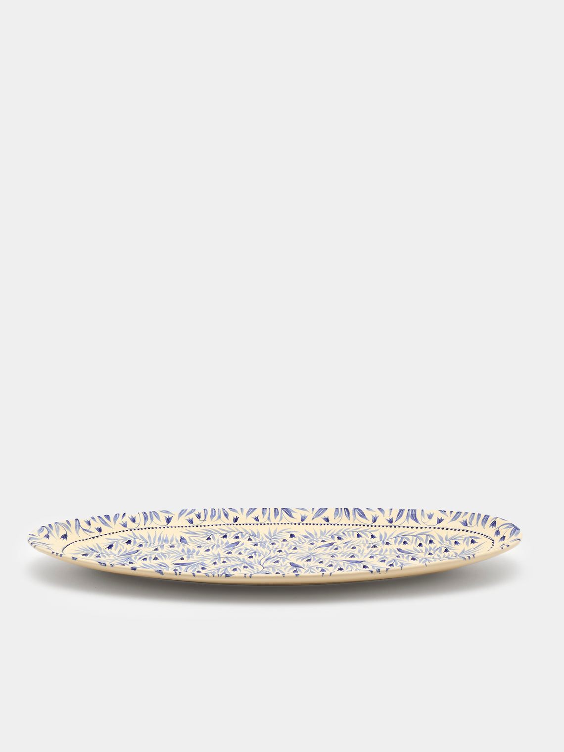 Rosanna Corfe - Birds and Bluebells Hand-Painted Ceramic Large Oval Platter - Cream - ABASK