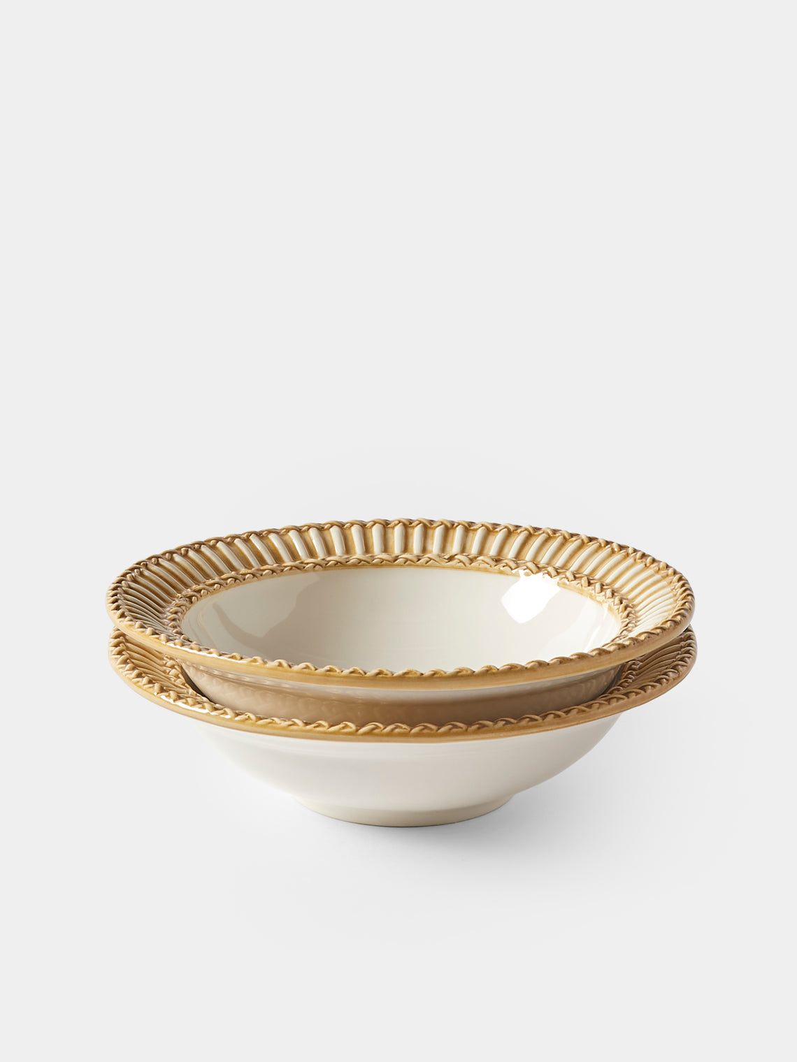 Tessalume Ceramiche - Wicker Hand-Painted Ceramic Dessert Plates (Set of 4) - White - ABASK