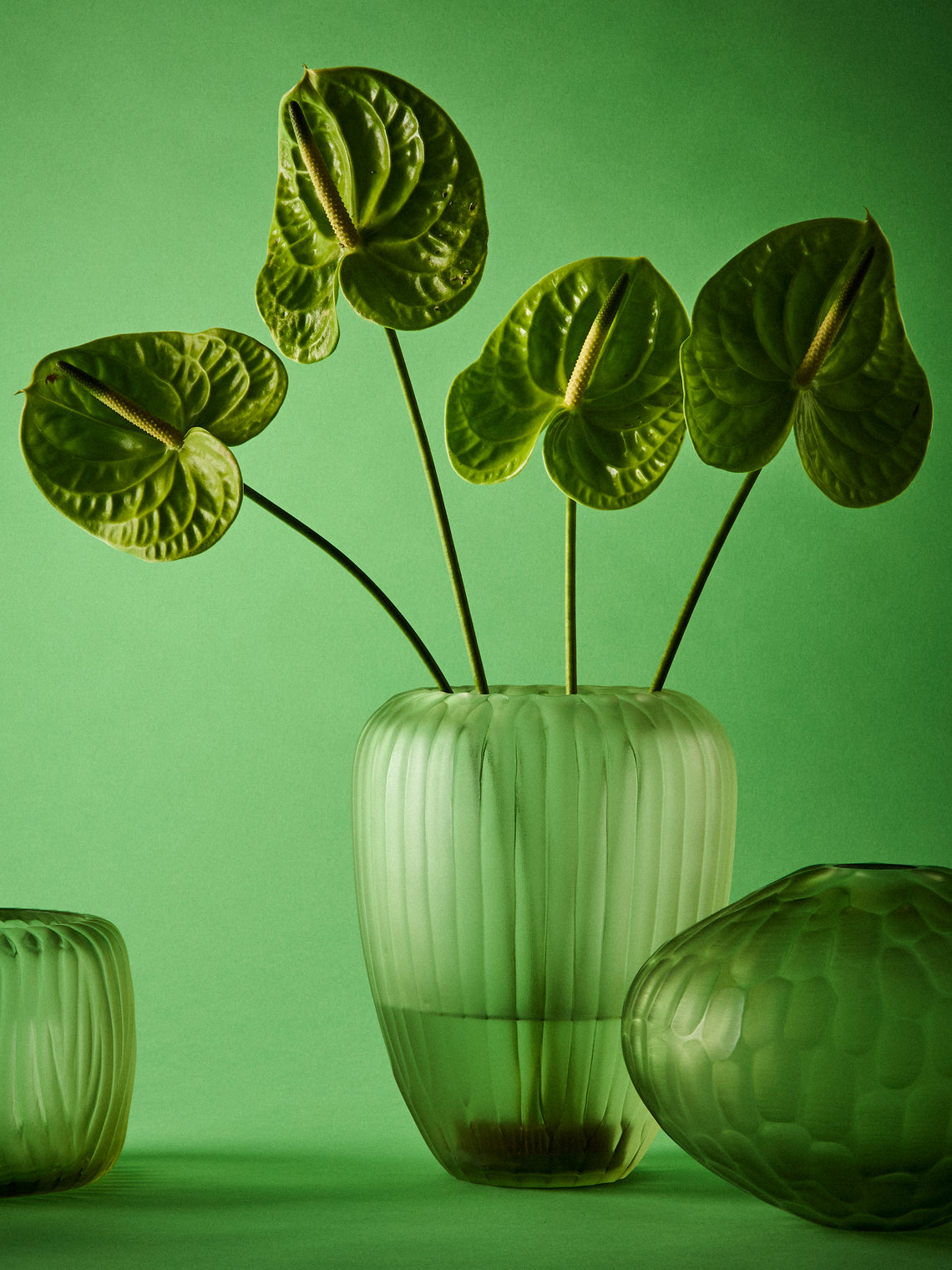 Micheluzzi Glass - Goccia Verdino Coste Hand-Blown Murano Glass Vase (9in/23cm) - Green - ABASK