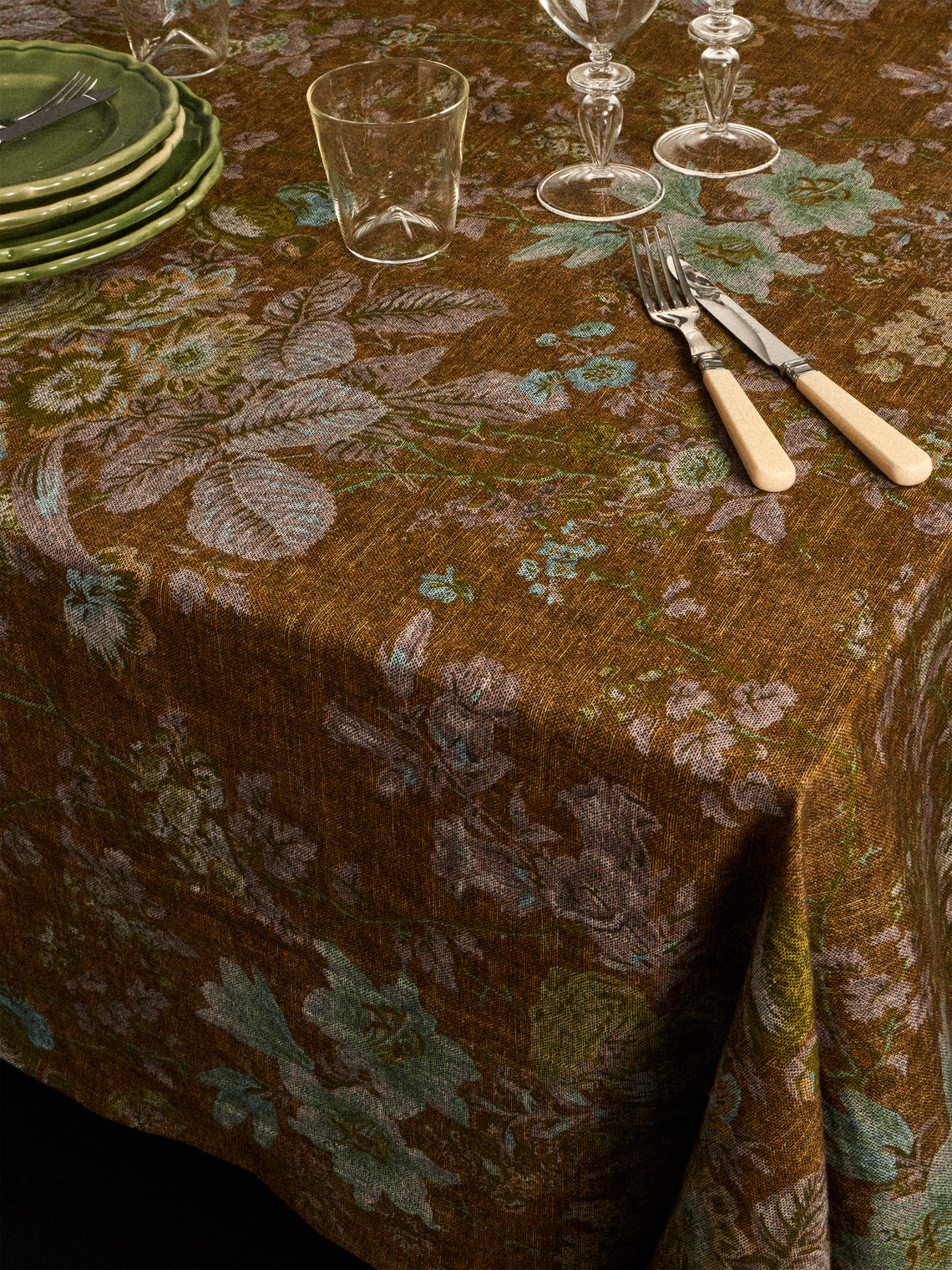 D'Ascoli - Seville Printed Linen Rectangular Tablecloth (110in/2.8m) - Multiple - ABASK