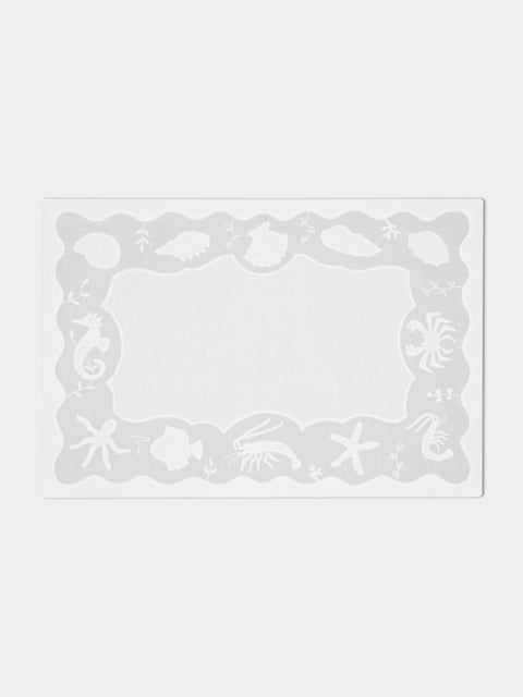 Taf Firenze - Sea Life Hand-Embroidered Linen Placemats (Set of 6) -  - ABASK - 