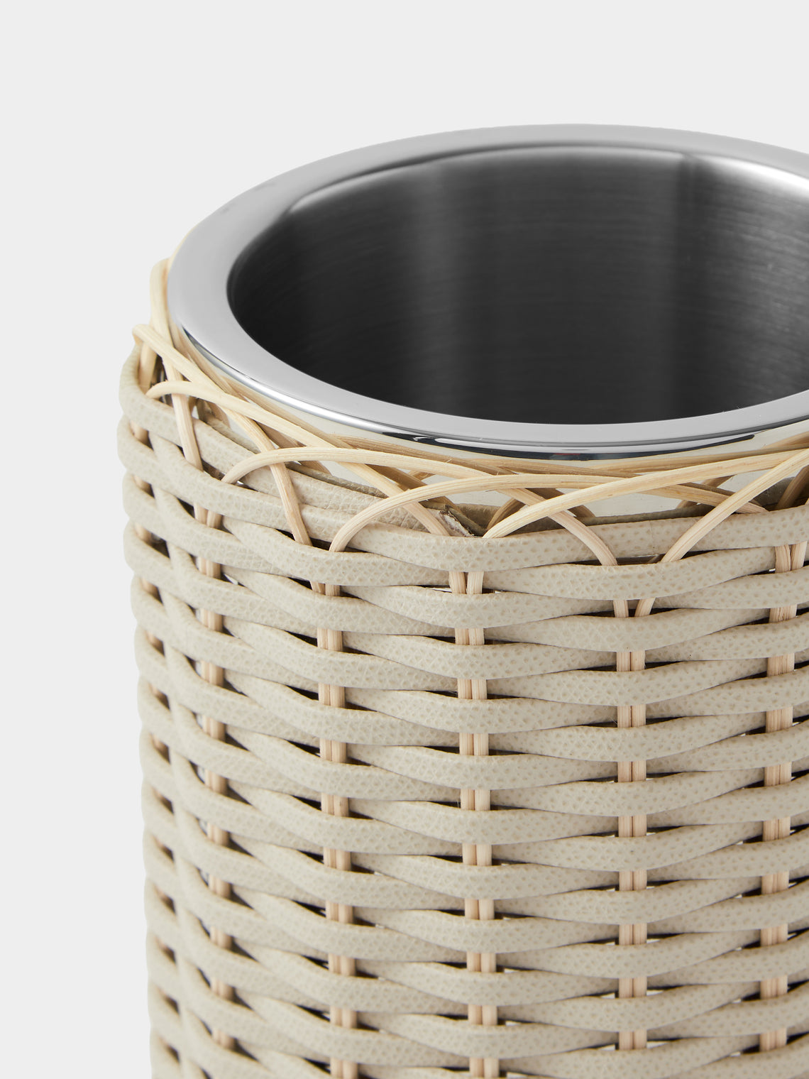 Pigment France - Menton Leather and Rattan Bottle Cooler - Cream - ABASK