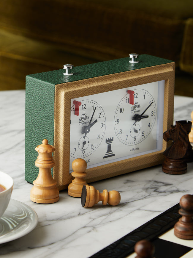 Geoffrey Parker - Leather Chess Clock - Green - ABASK