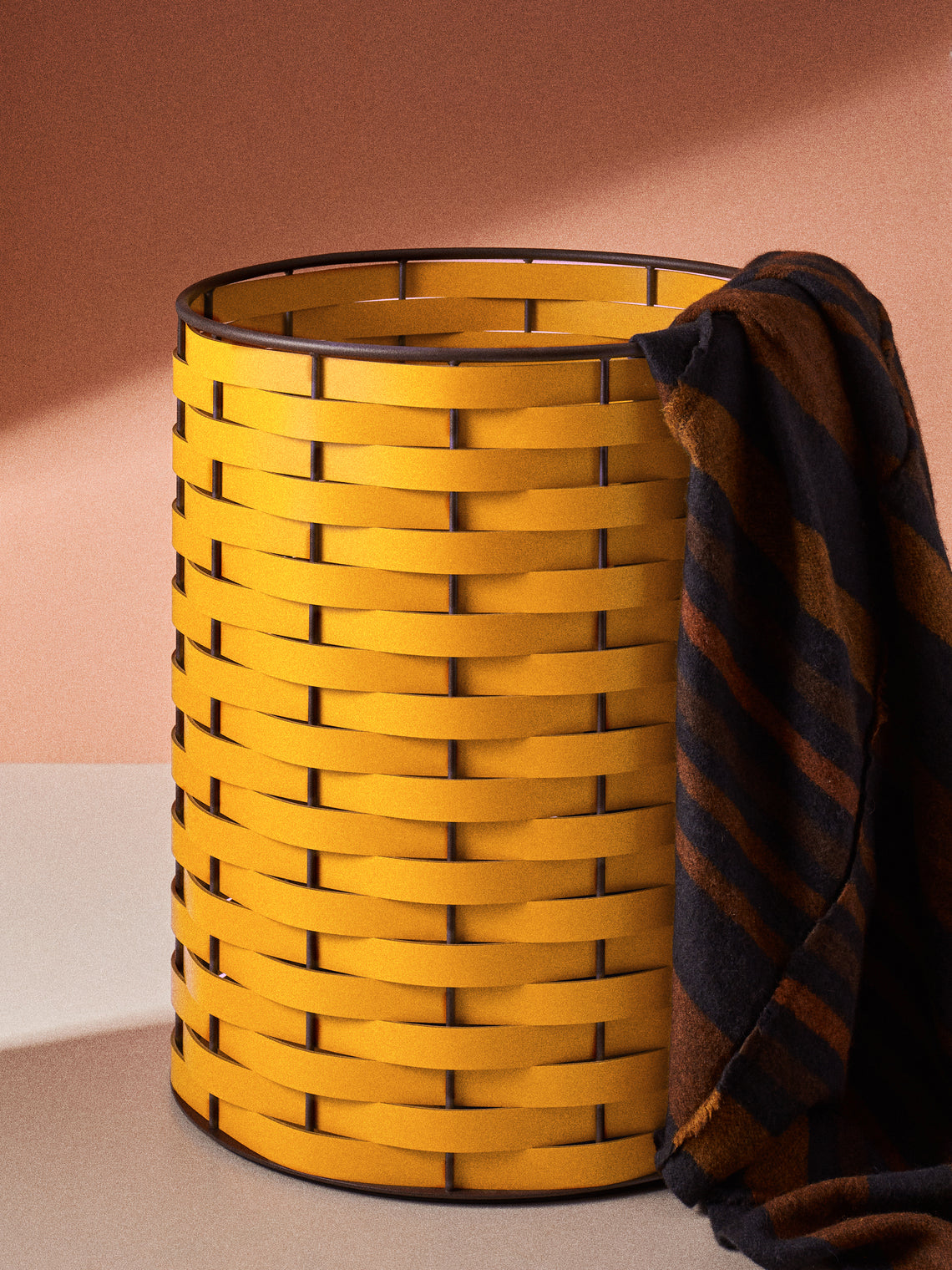 Rudi - Nassa No. 13 Leather Round Basket - Yellow - ABASK