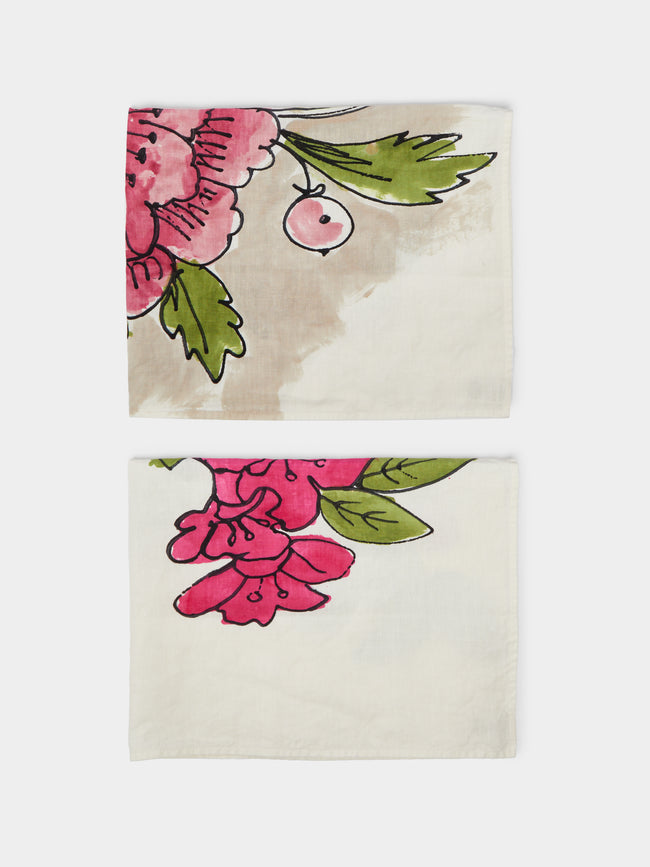 Stamperia Bertozzi - Floral Hand-Painted Linen Tea Towels (Set of 2) -  - ABASK