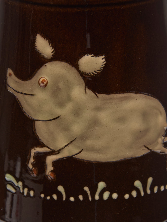 Poterie d’Évires - Pigs Hand-Painted Ceramic Petite Milk Jug - Dark brown - ABASK