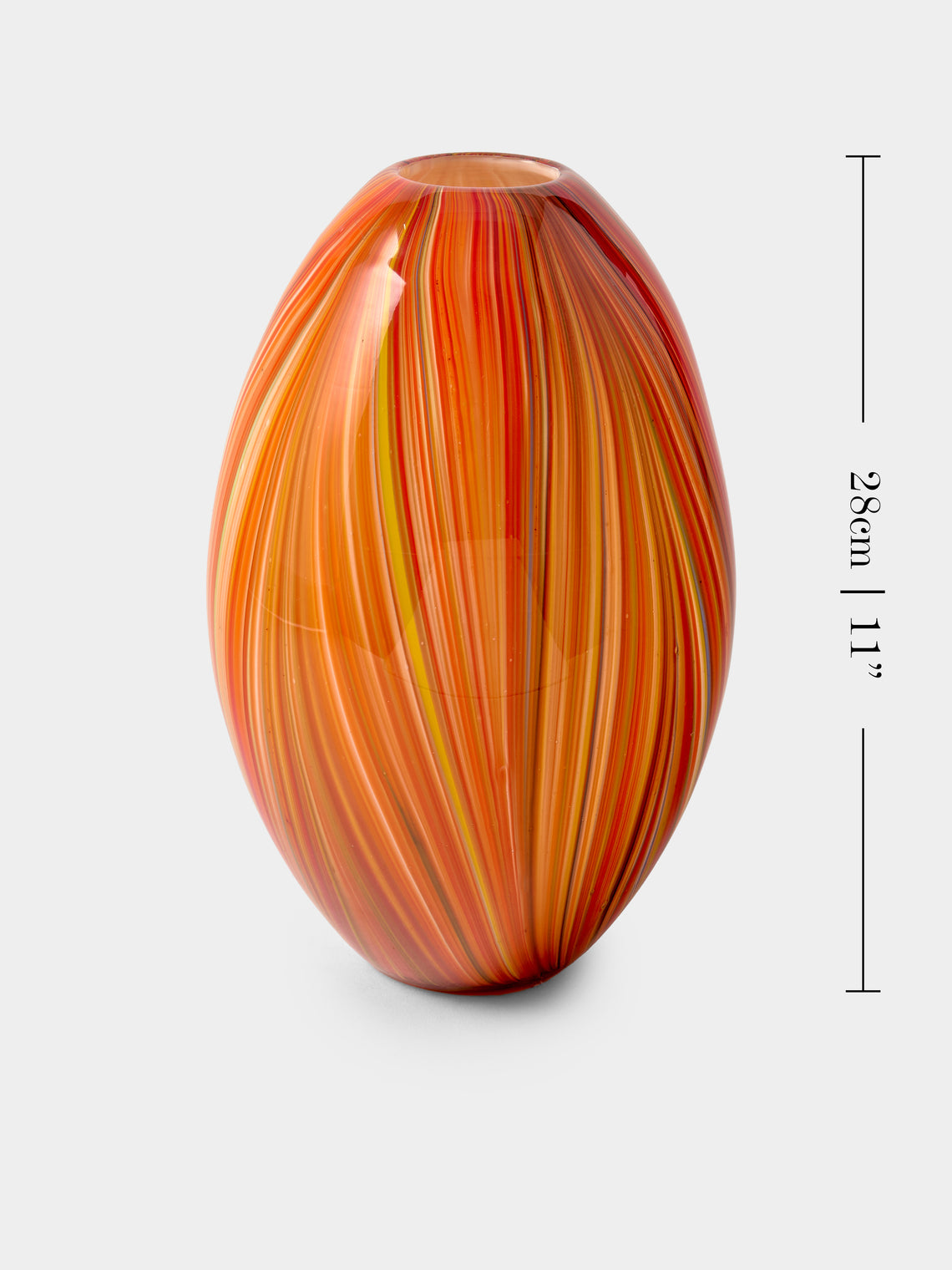 Antique and Vintage - 1950s Murano Glass Vase (11in/28cm) - Orange - ABASK