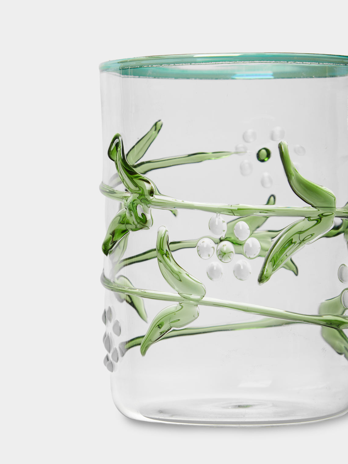Alya Tannous - | Set of 2 | Daisy Hand-Blown Glass Bud Vases (5.5in/14.5cm) - Clear - ABASK