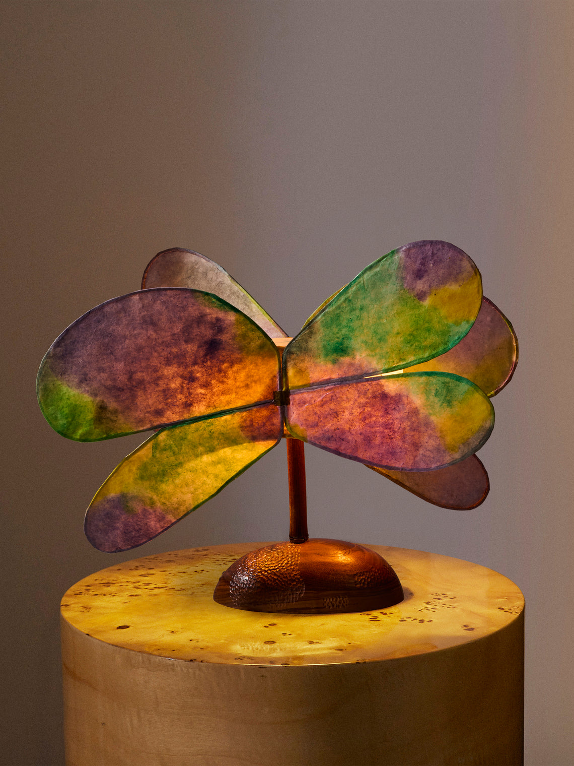 Yuxuan Huang - Night Hand-Painted Kozo Paper and Wood Table Lamp - Multiple - ABASK