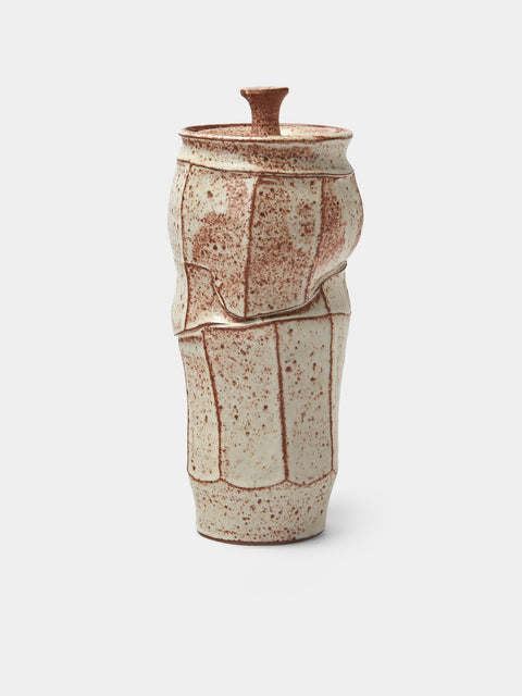 Adam Ross - Hand-Thrown Ceramic Faceted Lidded Jar - Beige - ABASK - 