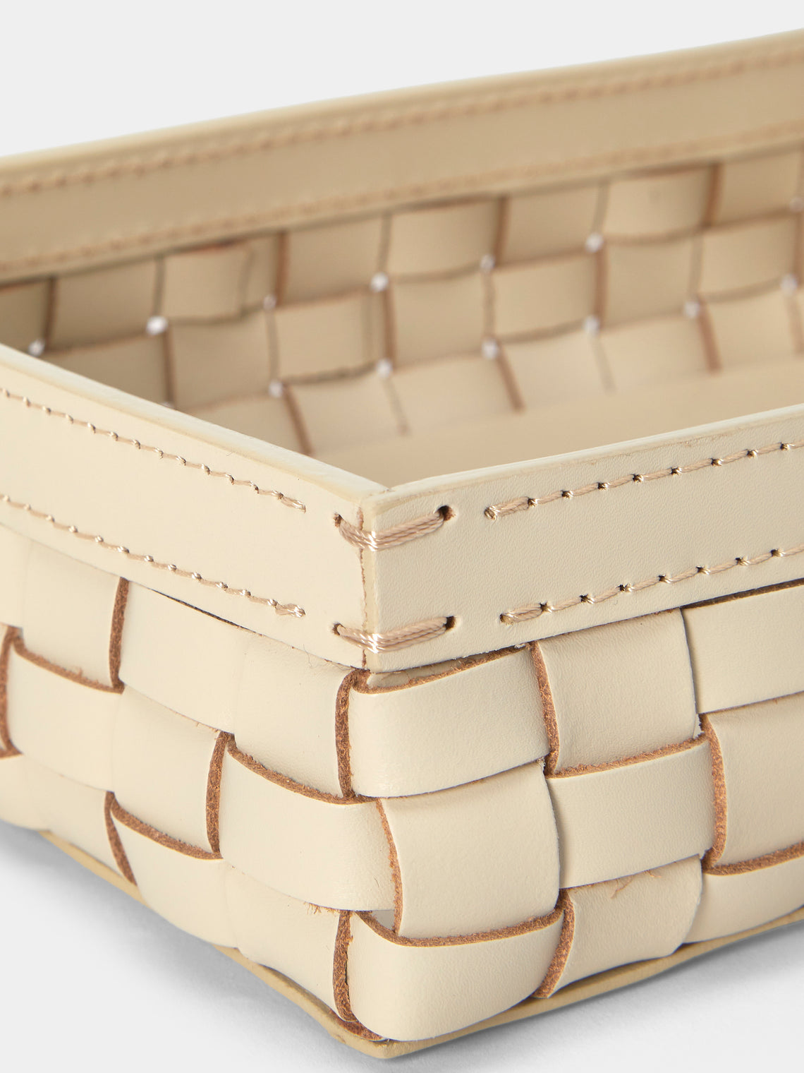 Riviere - Barcelona Water-Resistant Leather Low Basket - Ivory - ABASK