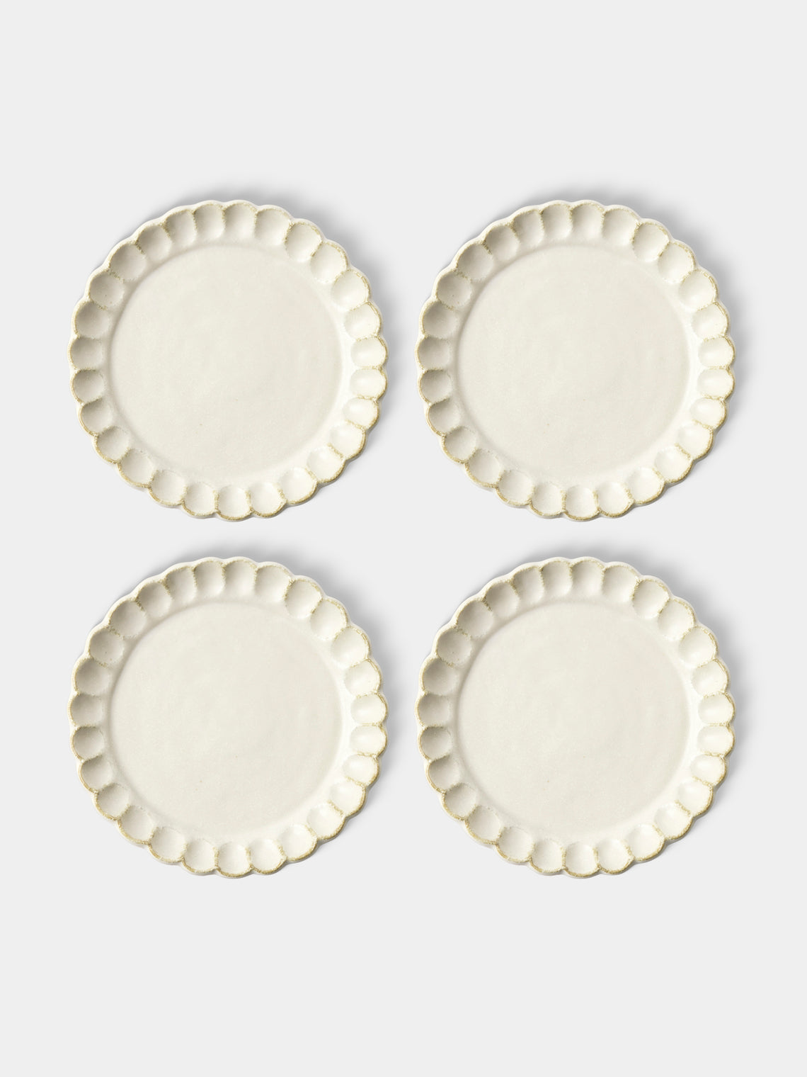Kaneko Kohyo - Coco Ceramic Bread Plates – 7in/17.5cm (Set of 4) - White - ABASK