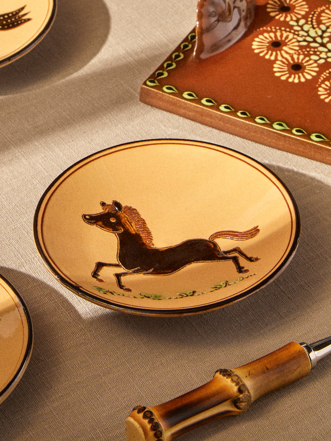 Poterie d’Évires - Animals Hand-Painted Ceramic Plates – 5.5in/14cm (Set of 4) - Cream - ABASK