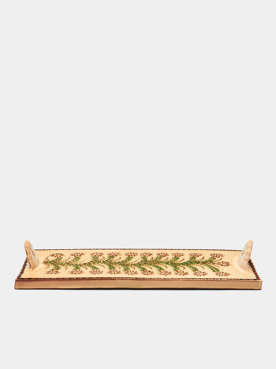 Poterie d’Évires - Flowers Hand-Painted Ceramic Cheese Board - Cream - ABASK