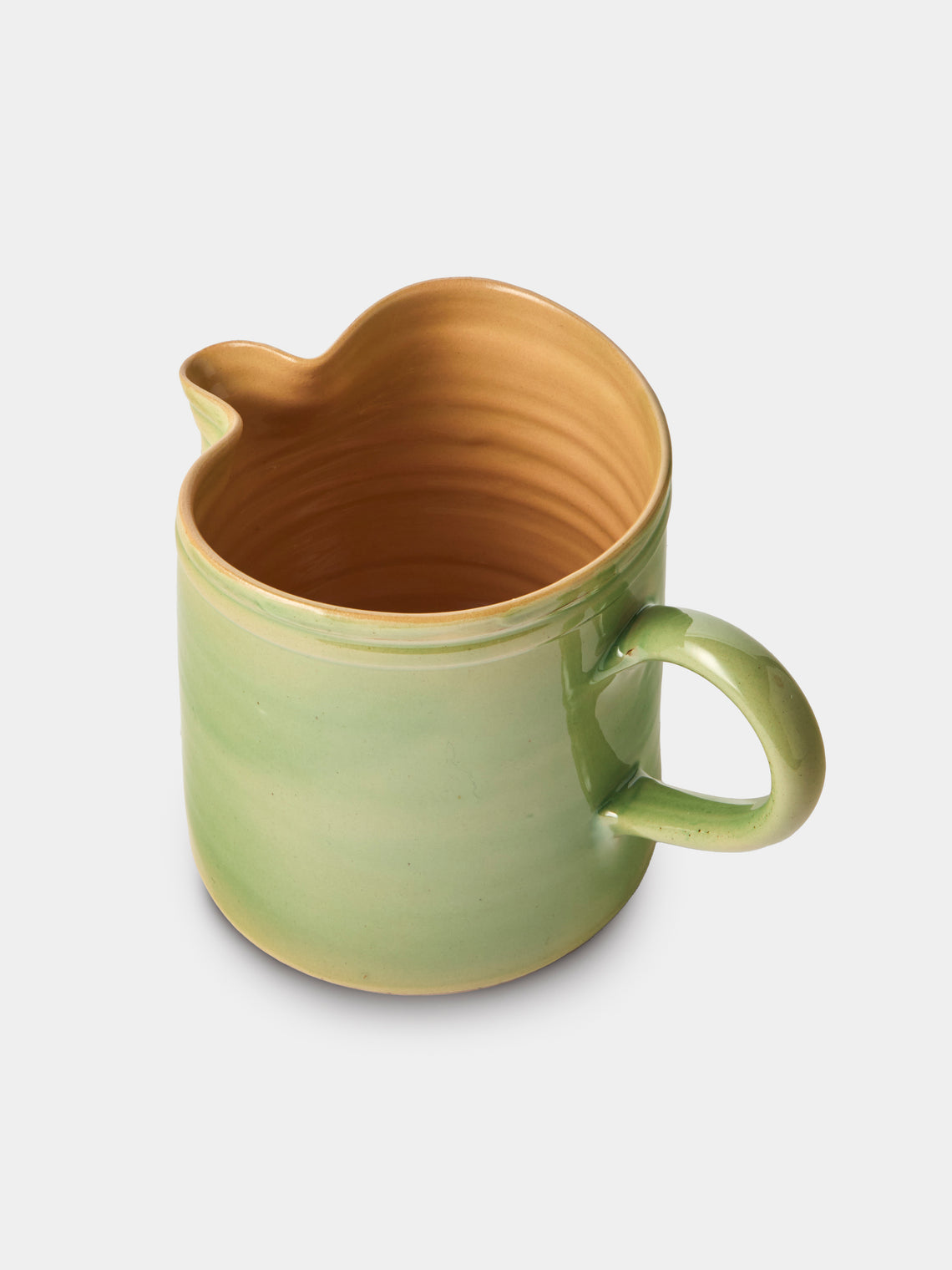 Poterie d’Évires - Flowers Hand-Painted Ceramic Straight-Edge Medium Jug - Green - ABASK
