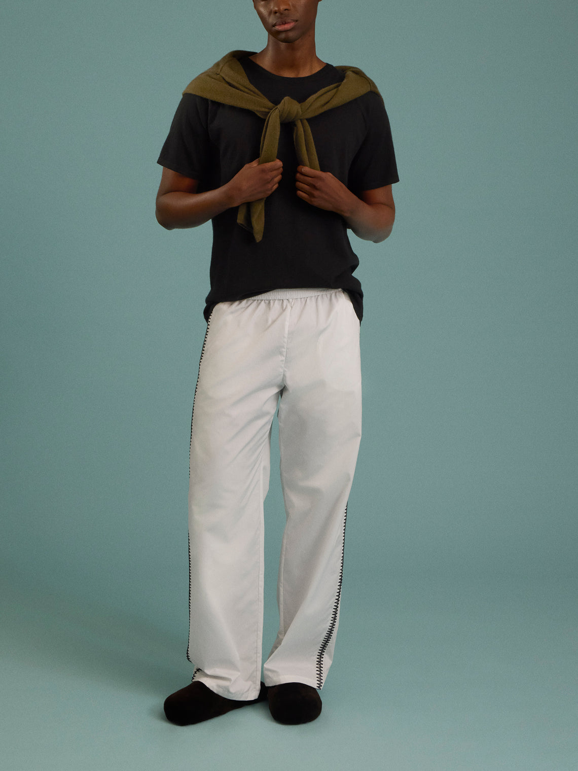 Frenckenberger - Men’s Cashmere and Cotton Raglan T-Shirt - Black - ABASK