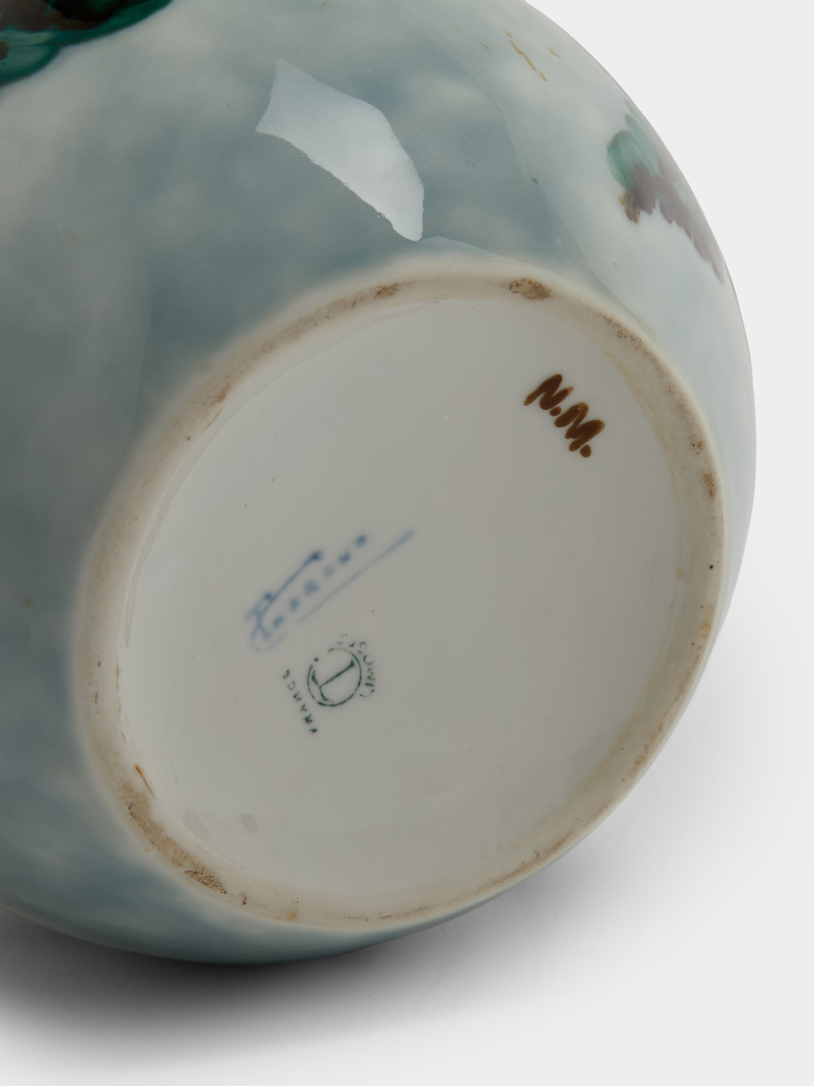 Antique and Vintage - 1950s Vallauris Ceramic Vase (7.5in/19cm) - Green - ABASK