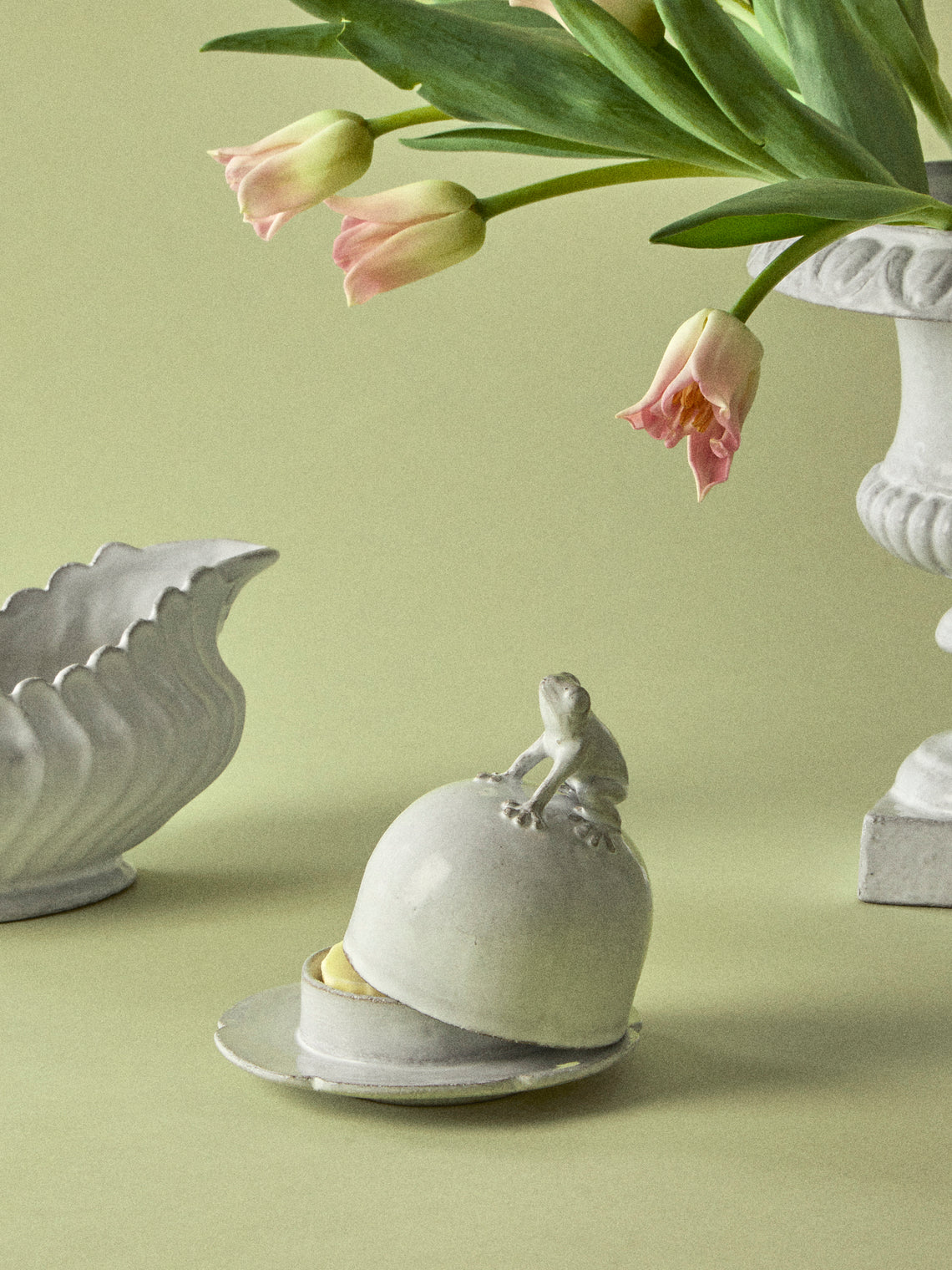 Astier de Villatte - Frog Hand-Glazed Ceramic Butter Dish - White - ABASK