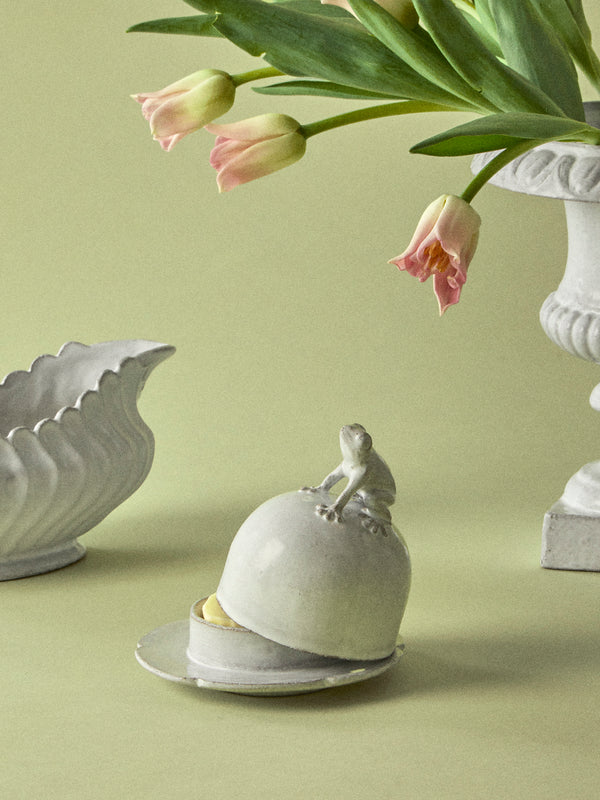 Astier de Villatte - Frog Hand-Glazed Ceramic Butter Dish - White - ABASK