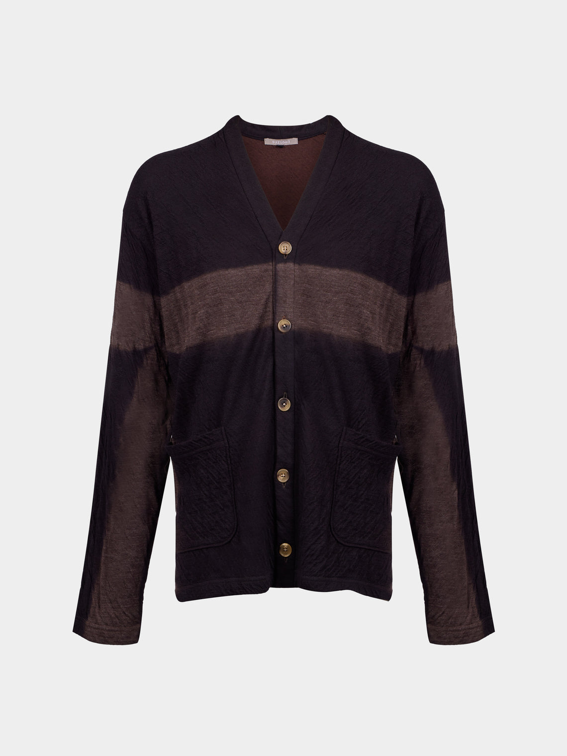 Suzusan - Shibori Wool-Blend Dual Layered Cardigan | Size: M - Black - ABASK - 