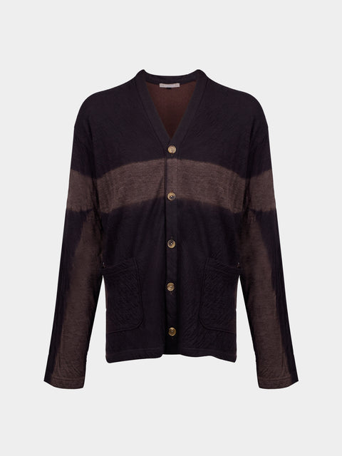 Suzusan - Shibori Wool-Blend Dual Layered Cardigan | Size: M - Black - ABASK - 
