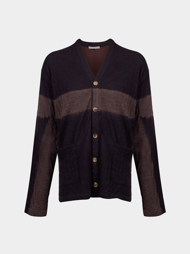 Suzusan - Shibori Wool-Blend Dual Layered Cardigan | Size: M - Black - ABASK - 