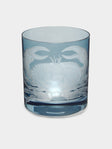 Artel - Crab Hand-Engraved Crystal Double Old Fashioned Glass (12.5oz/365ml) - Blue - ABASK - 