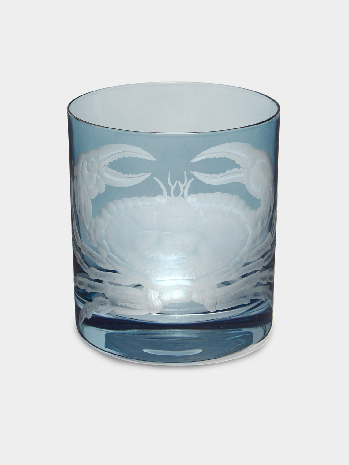 Artel - Crab Hand-Engraved Crystal Double Old Fashioned Glass (12.5oz/365ml) - Blue - ABASK - 