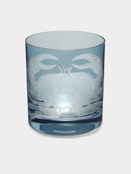 Artel - Crab Hand-Engraved Crystal Double Old Fashioned Glass (12.5oz/365ml) - Blue - ABASK - 