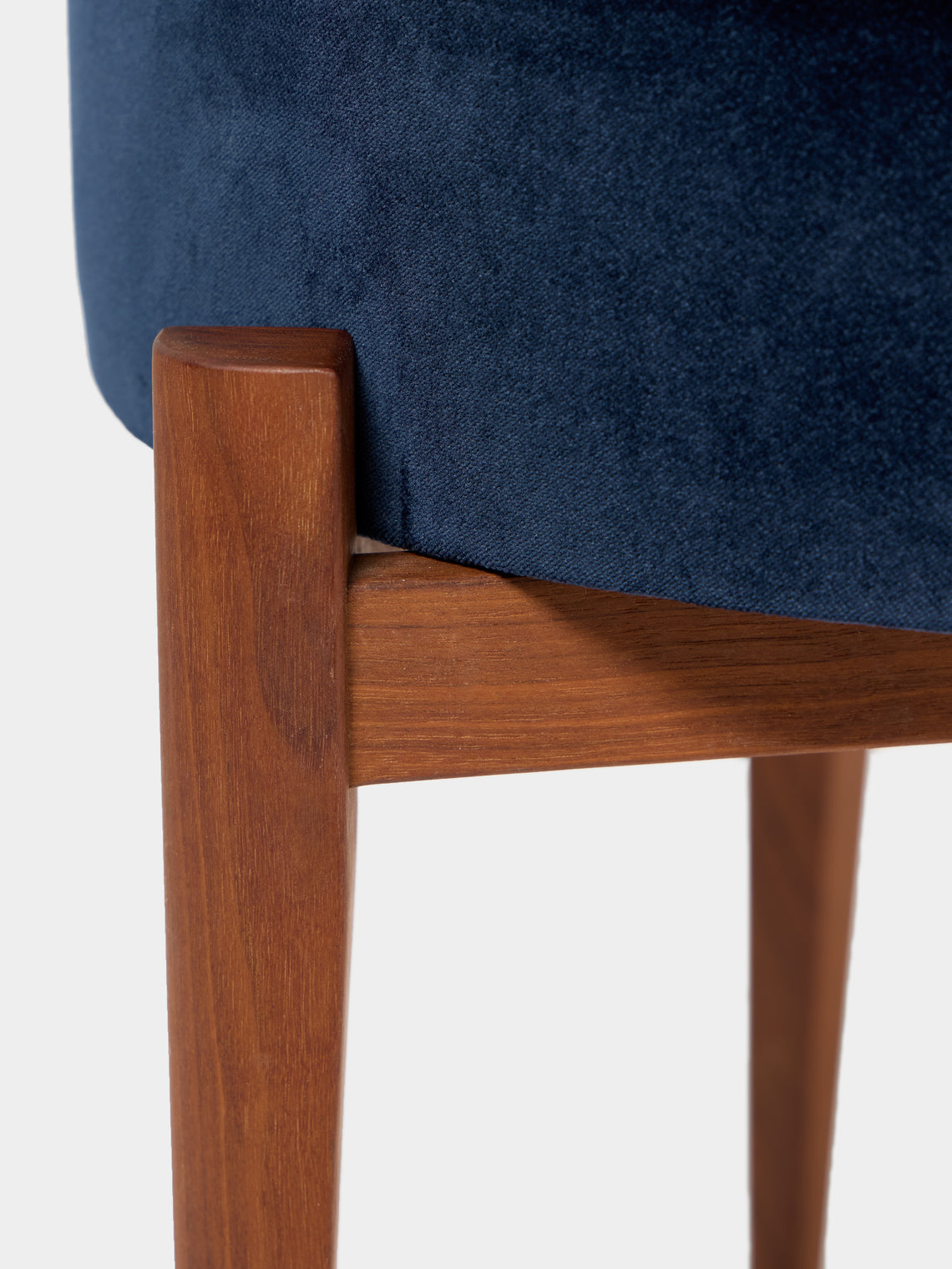 Uncommon Ancestor - Solstice Embroidered Velvet Round Footstool - Navy - ABASK