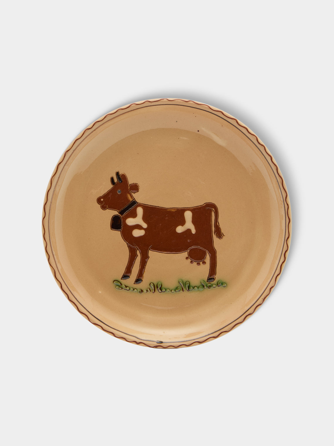 Poterie d’Évires - Cows Hand-Painted Ceramic Large Lidded Butter Dish - Cream - ABASK