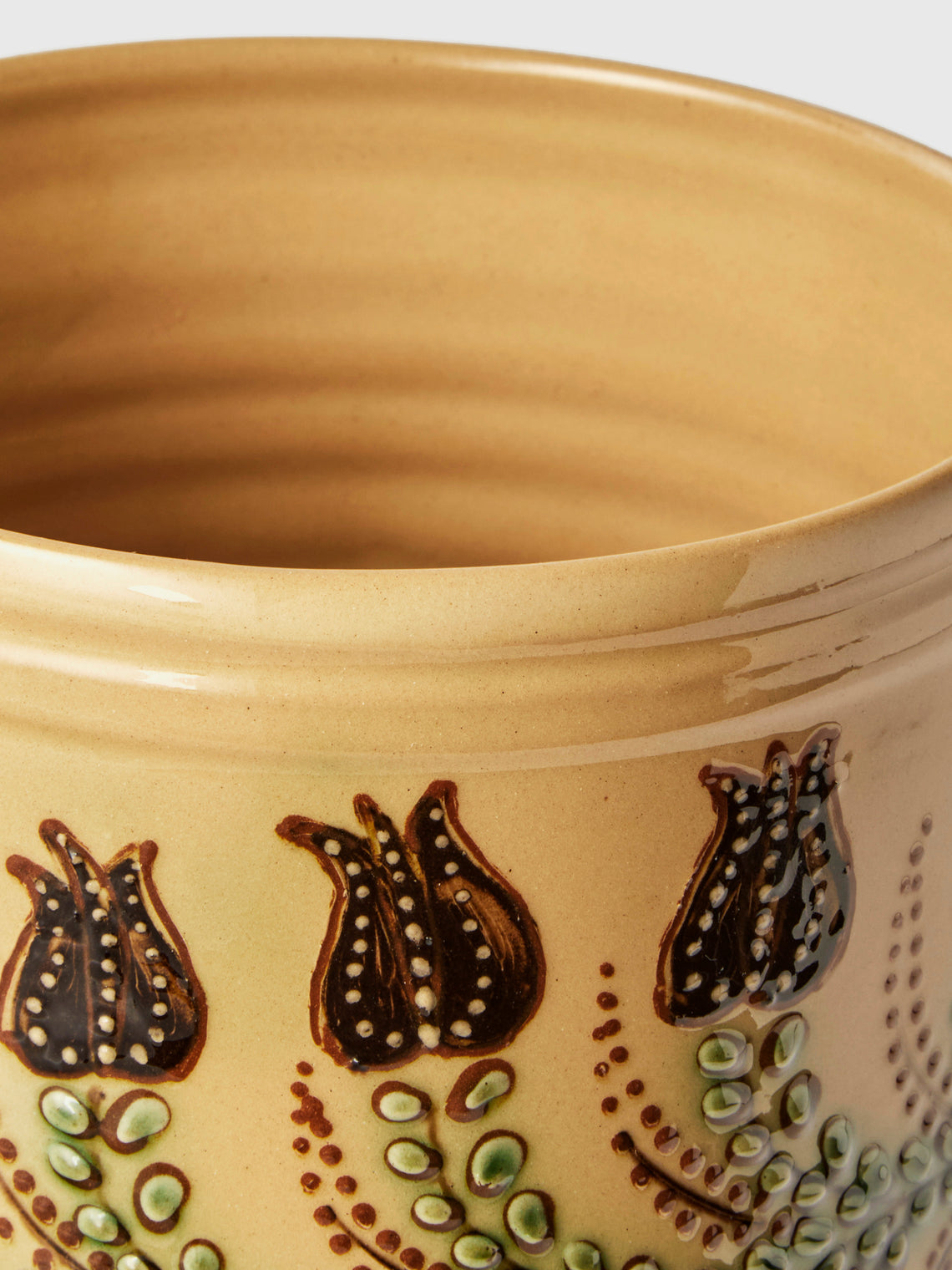 Poterie d’Évires - Flowers Hand-Painted Ceramic Utensil Pot - Cream - ABASK