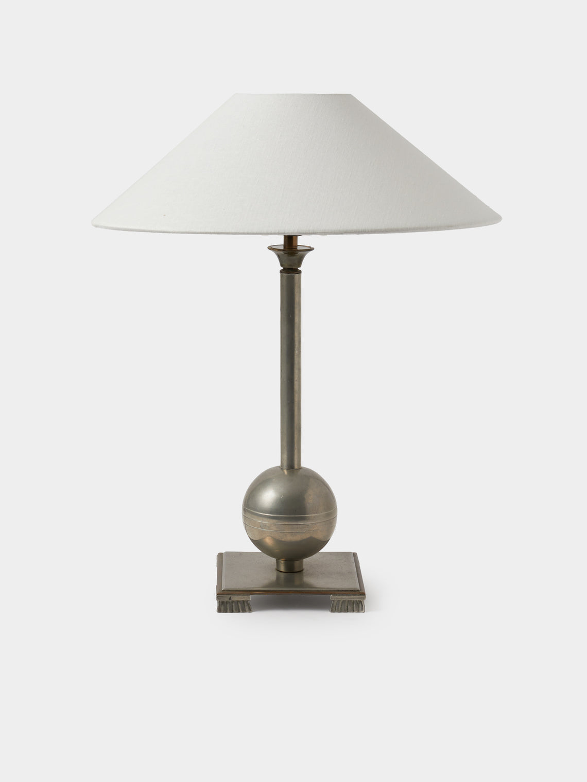 Antique and Vintage - 1930 Einar Backstrom Pewter and Brass Table Lamp - Silver - ABASK
