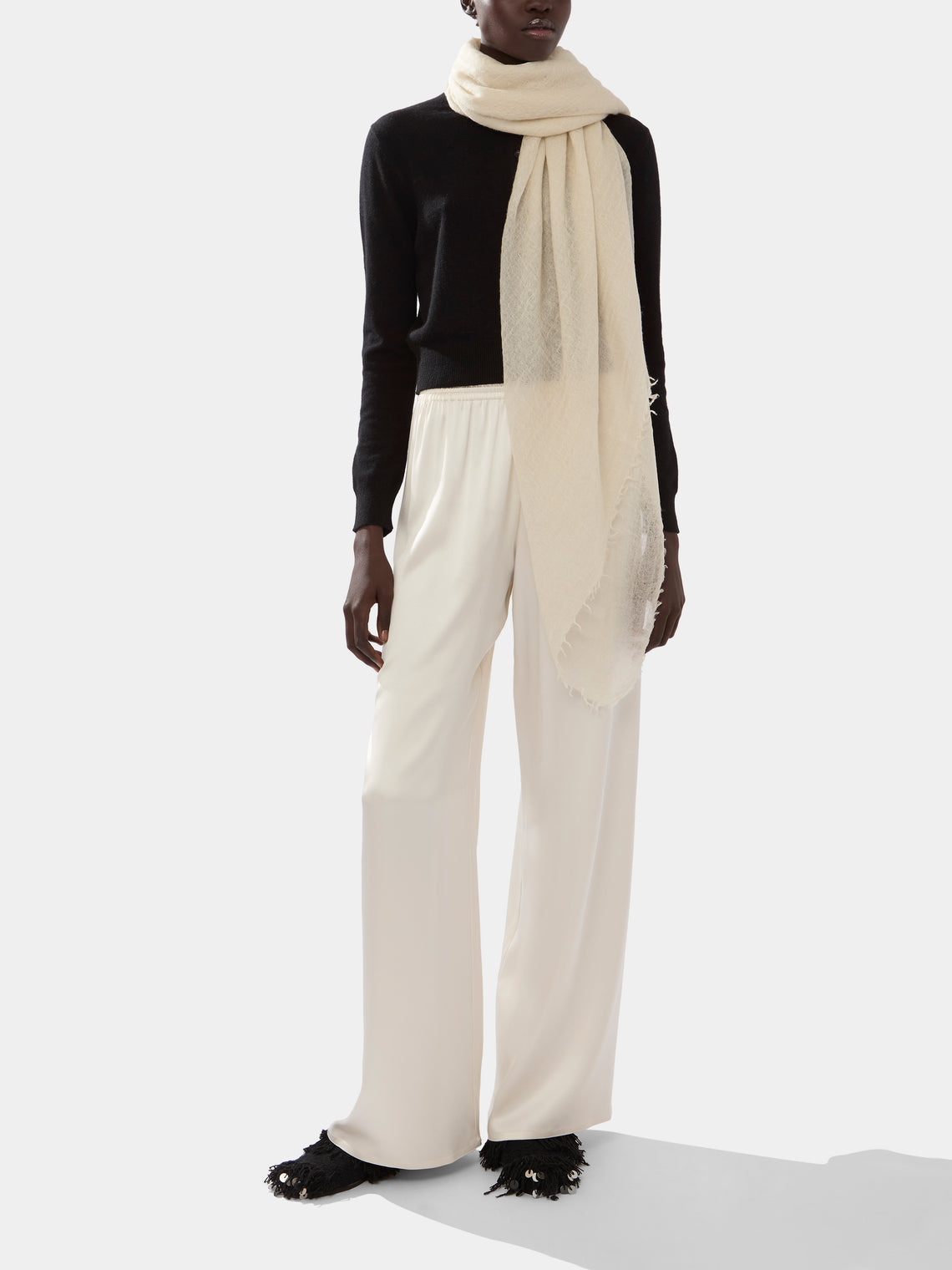 Frenckenberger - Cashmere Scarf | One Size - Cream - ABASK