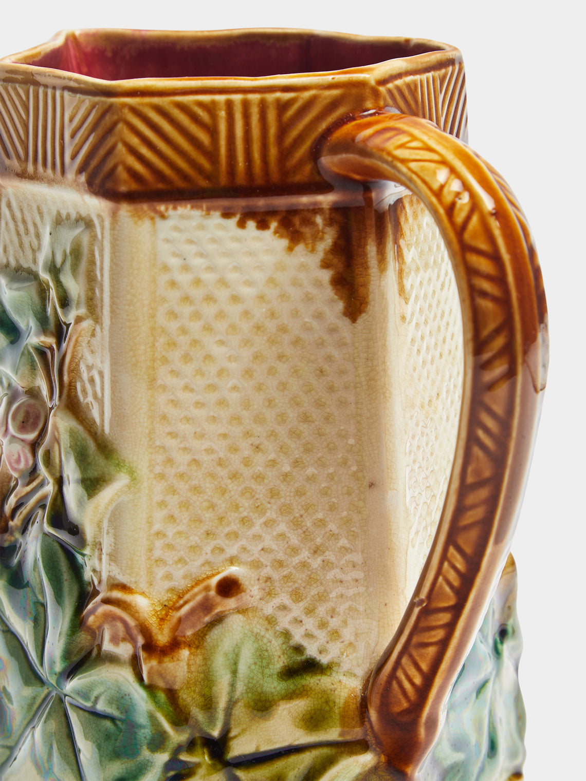 Antique and Vintage - 1930s Onnaing French Majolica Ceramic Jug - Brown - ABASK