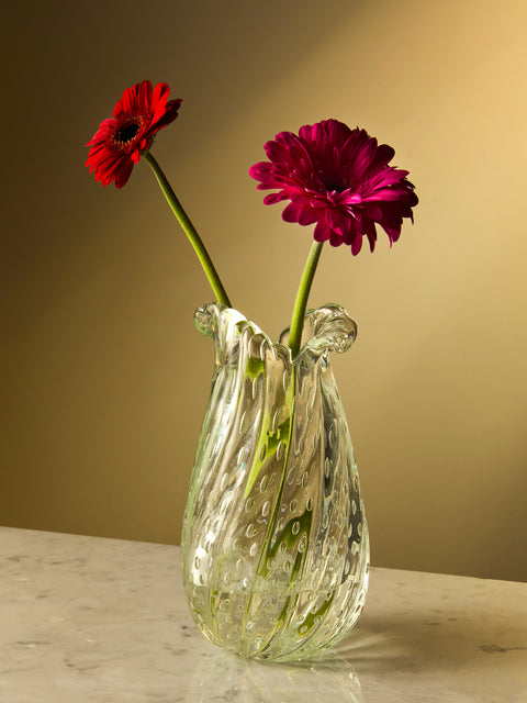 Antique and Vintage - 1940s Barovier Bullicante Murano Glass Vase - Clear - ABASK