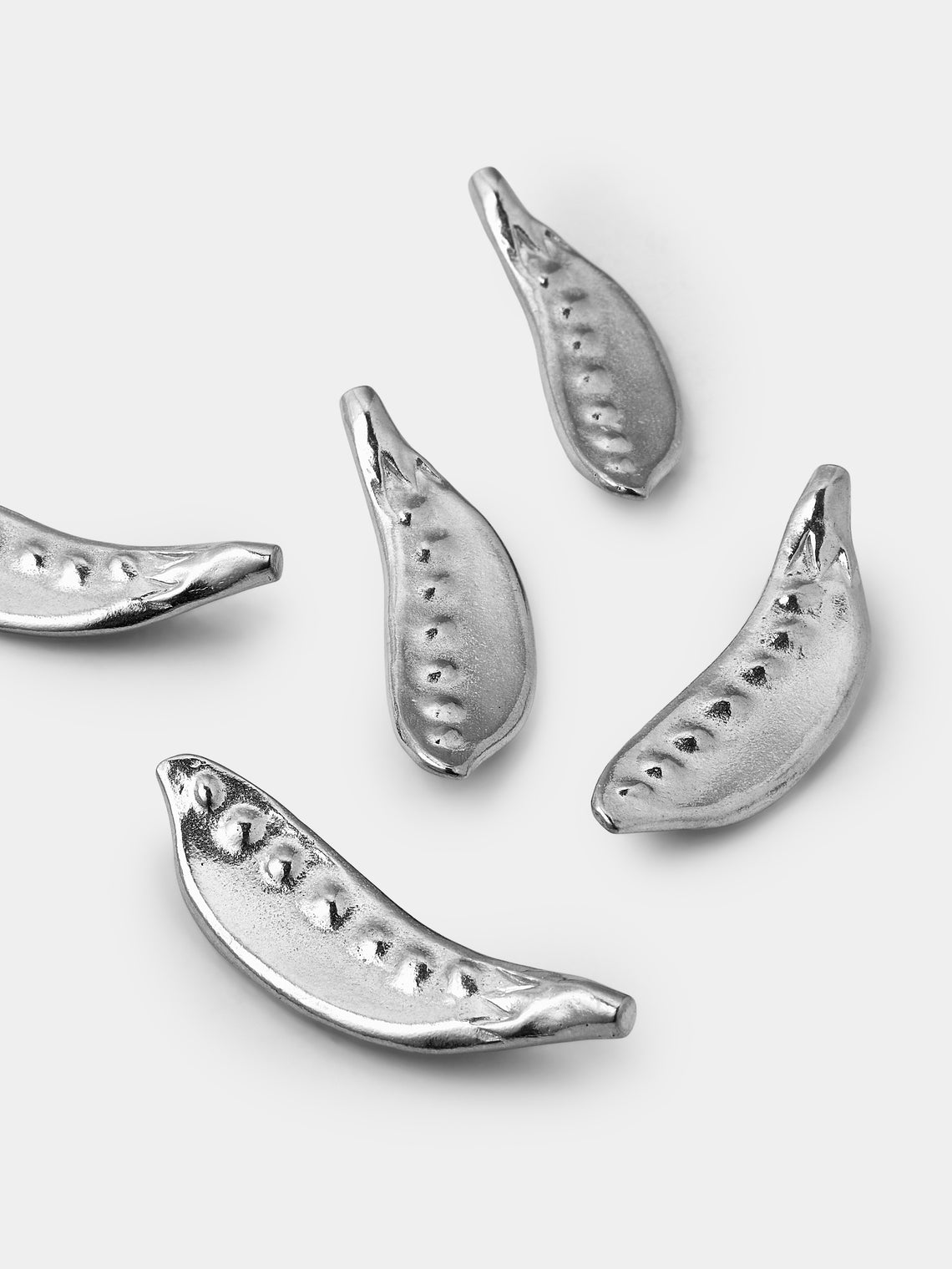 Seikado - Pea Pod Pewter Chopstick Rests (Set of 5) - Silver - ABASK