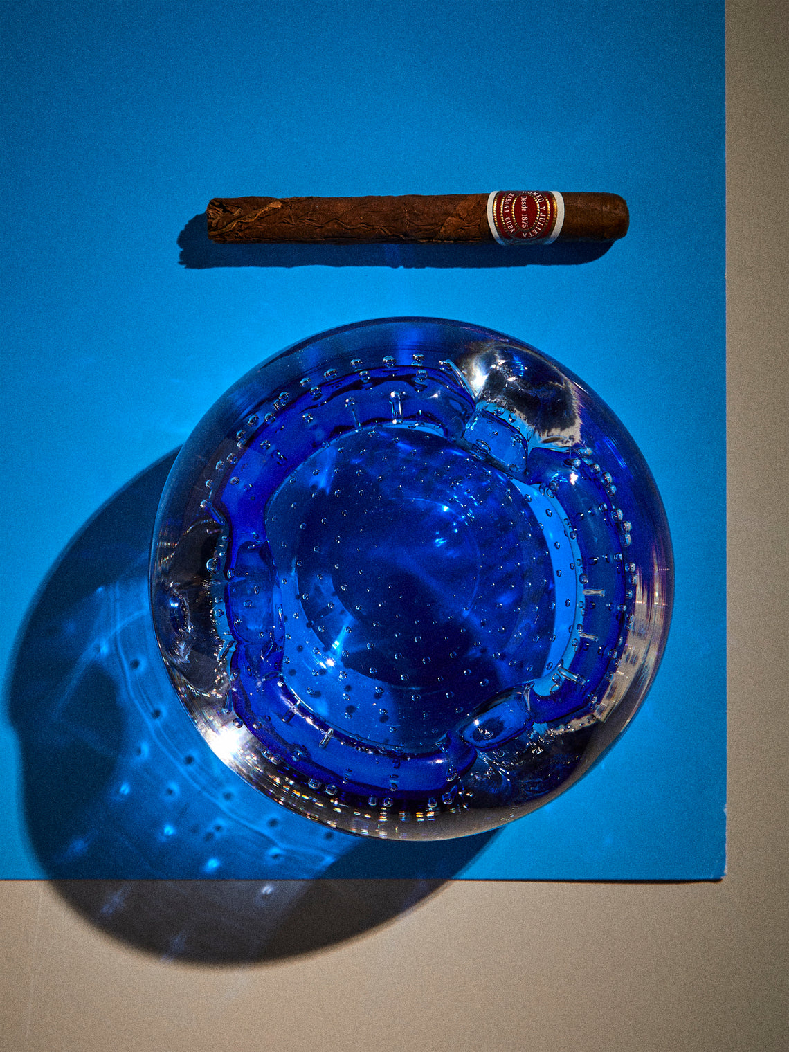 Antique and Vintage - Mid-Century Glass Ashtray - Blue - ABASK