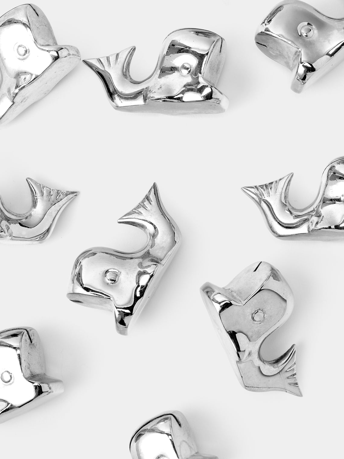 Antique and Vintage - Mid-Century Whales Silver-Plated Knife Rests (Set of 10) - Silver - ABASK