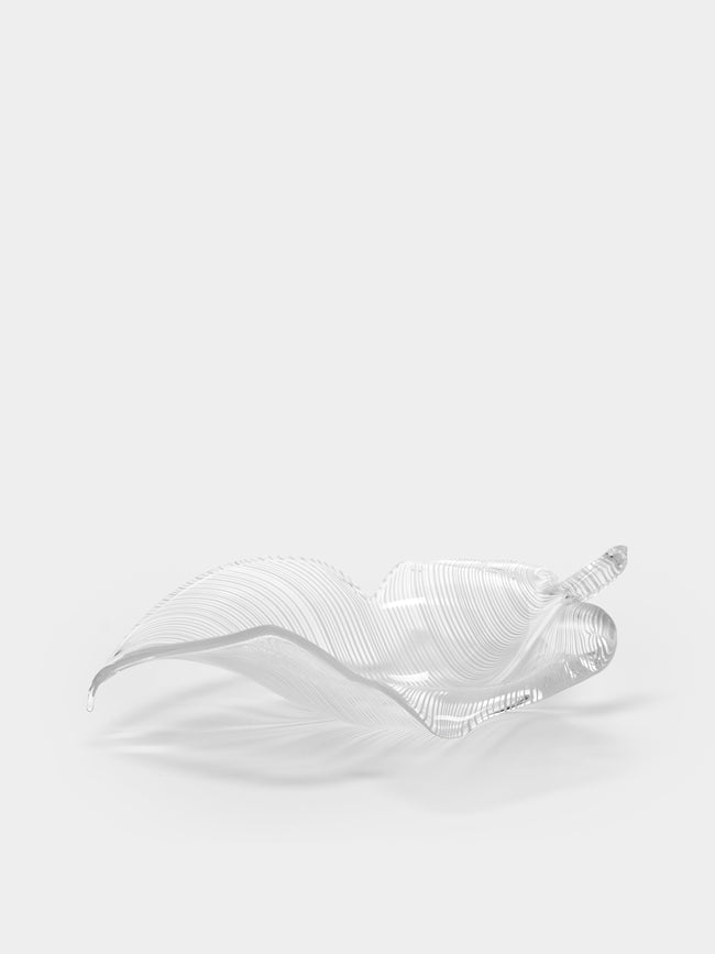 Antique and Vintage - Mid-Century Licio Zanetti Leaf Murano Glass Bowl - Clear - ABASK - 