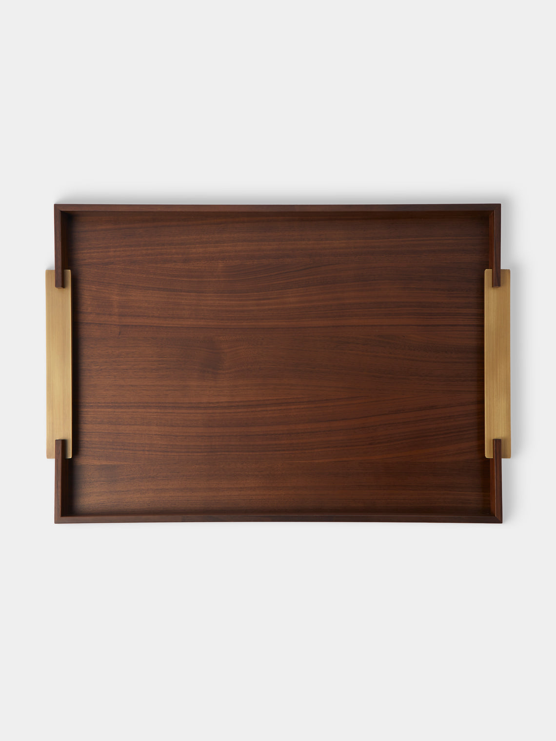 Riviere - Dama Walnut and Brass Tray (27.5in/70cm) - Brown - ABASK - 