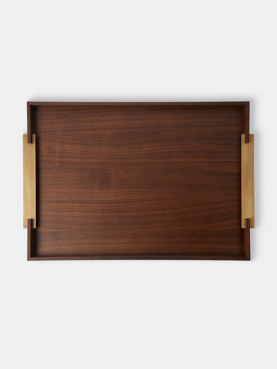 Riviere - Dama Walnut and Brass Tray (27.5in/70cm) - Brown - ABASK - 
