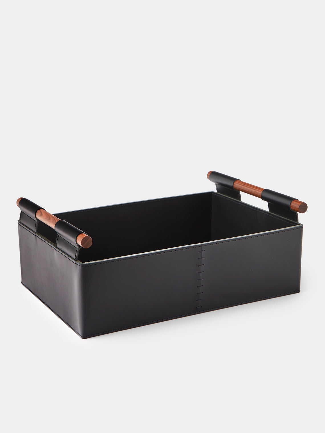 Rabitti 1969 - Beta Leather Rectangular Low Basket - Black - ABASK