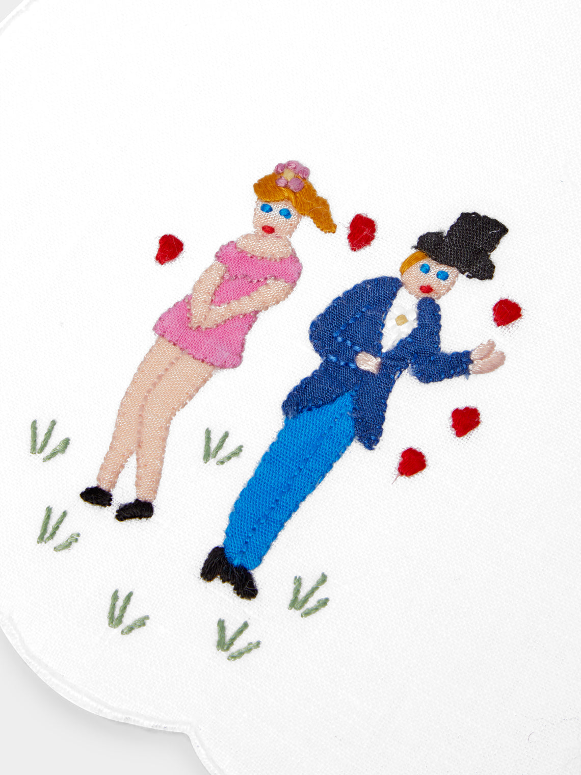 Taf Firenze - Lovers Hand-Embroidered Cocktail Napkins (Set of 6) -  - ABASK