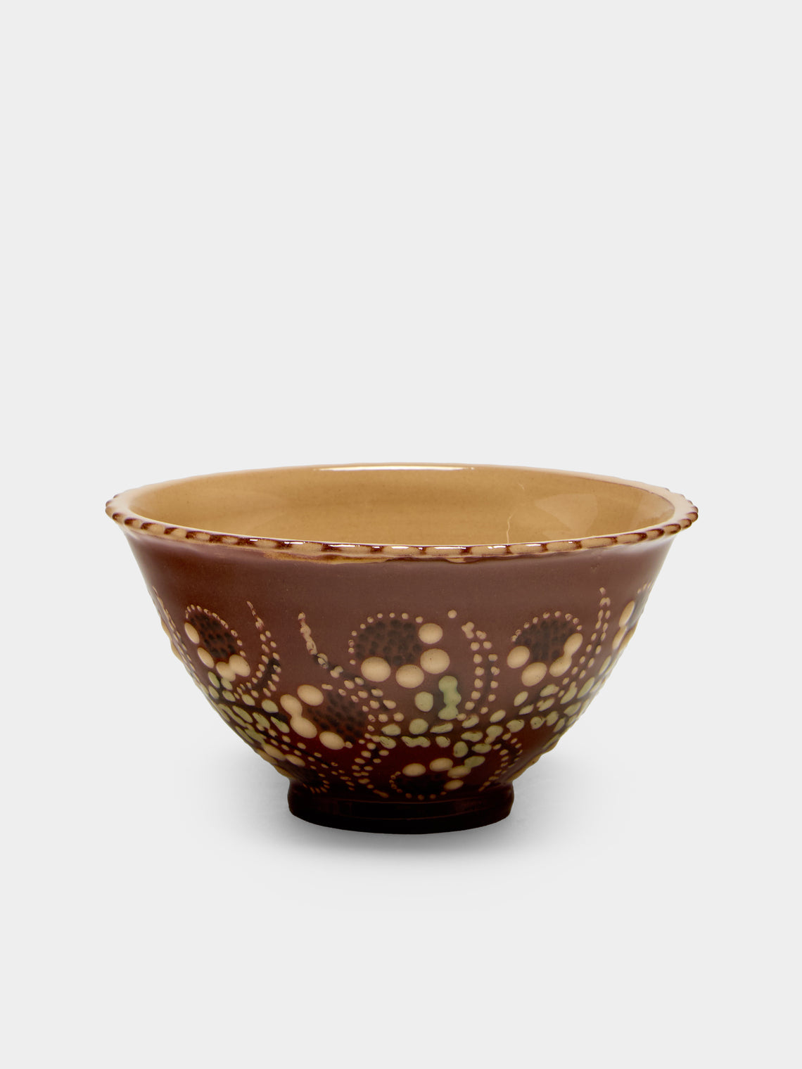 Poterie d’Évires - Flowers Hand-Painted Ceramic Petite Fluted Bowls (Set of 6) - Light brown - ABASK